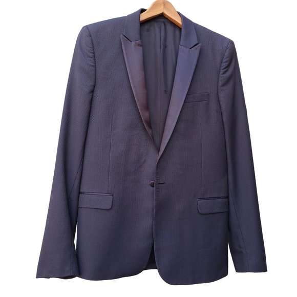 The Kooples Other - The Kooples Men’s Fitted Dark Blue Suit Jacket Blazer Euro 48, US Medium 39-40